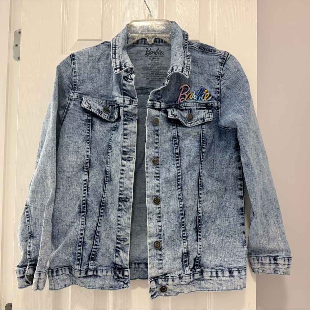 Barbie Light Blue Denim Jacket with Multicolor Embroidery
